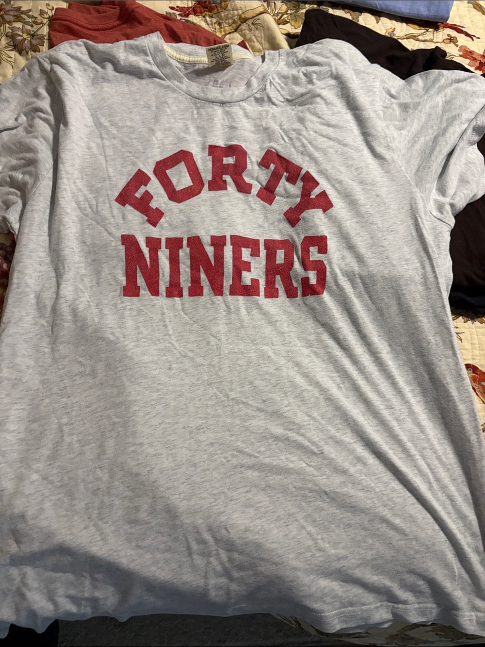Forty Niners Short-Sleeve Tee - Light Gray with Red Lettering